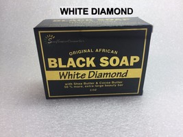 ORIGINAL AFRICAN BLACK SOAP WHITE DIAMOND with SHEA BUTTER &amp; COCOA BUTTE... - £2.35 GBP