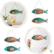 Wooden Fish Wall Art Hanging: Vintage Summer Quote Welcome Sign For Beach House - £8.55 GBP