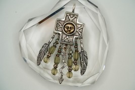 Vintage Roger Skeet Navajo Cross Face Arrow Sterling Silver Pendant / Br... - $148.50