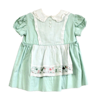VTG Baby Girl Dress Prim n Pretty Pioneer Pinafore Ducks Green Cotton 1950s - $35.00