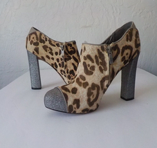 Sam Edelman Felix Ankle Boot Animal Print Hairy Sparkle High Heel Women 7.5 M - £19.84 GBP