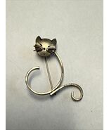 Vintage Beau Signed Sterling Silver Modernist Animal Kitten Cat Brooch P... - $28.70 CAD