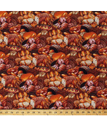 Bread Loaves Loaf Rolls Bakery Food Festival Cotton Fabric Print By Yard... - £25.10 GBP