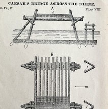 Caesar&#39;s Bridge Across Rhine River #2 1886 Victorian Caesar&#39;s Gallic War... - £19.53 GBP