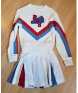 Vintage cheerleader sweater uniform top skirt white red blue 1950&#39;s 1960&#39;s - $59.99