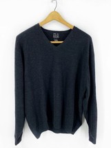 Jos A Bank Sweater Size XL Dark Gray V Neck Merino Wool Blend Pullover - £27.25 GBP