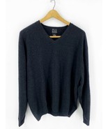 Jos A Bank Sweater Size XL Dark Gray V Neck Merino Wool Blend Pullover - £27.26 GBP