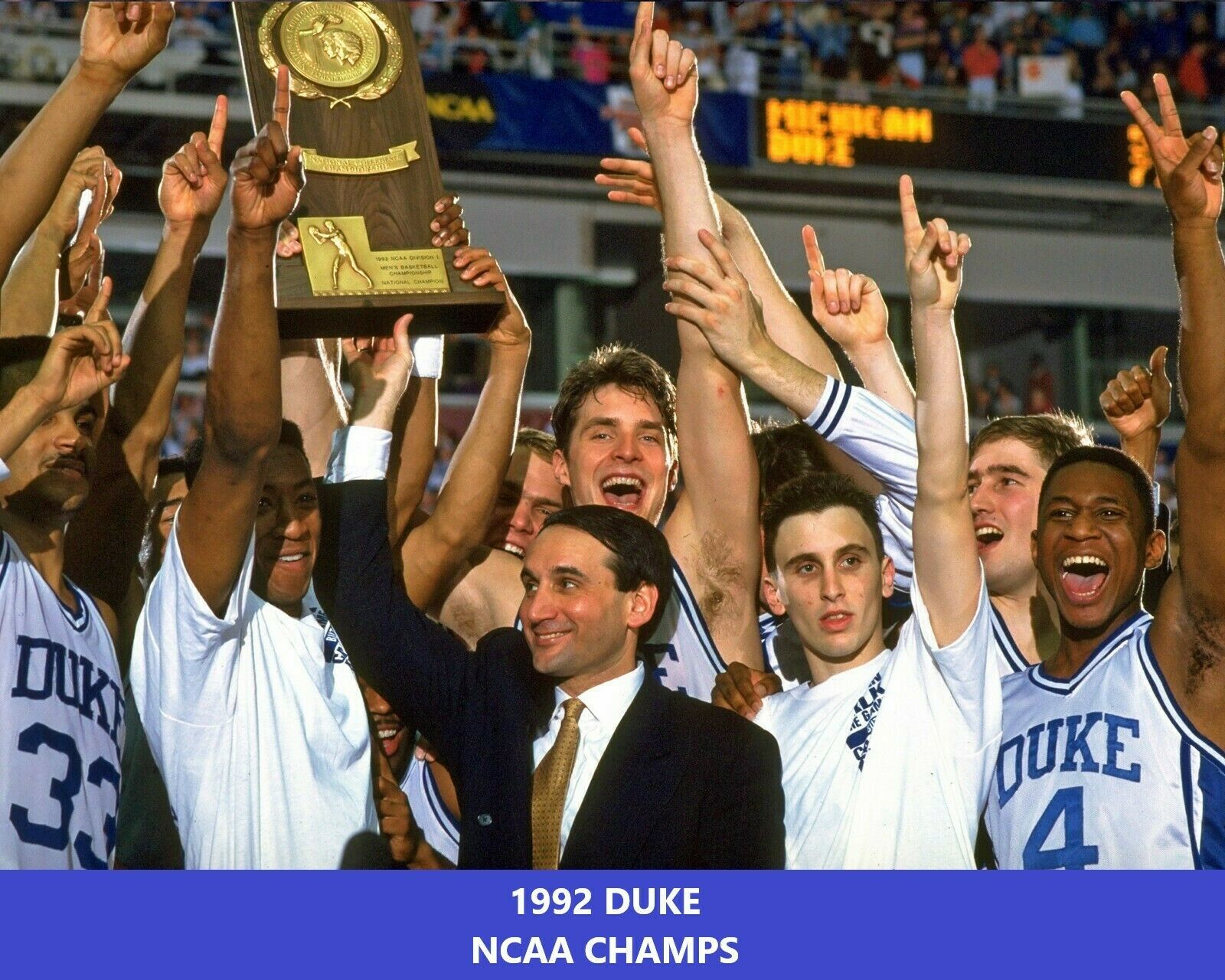 Primary image for 1992 DUKE BLUE DEVILS TEAM 8X10 PHOTO PICTURE NCAA BASKETBALL CELEBRATION