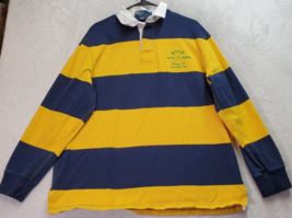 Polo Ralph Lauren Shirt Men Large Navy Yellow Striped VTG Rugby RARE RLPC Logo - £65.12 GBP