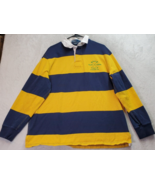 Polo Ralph Lauren Shirt Men Large Navy Yellow Striped VTG Rugby RARE RLP... - £65.44 GBP