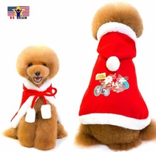 Santa Cloak Pet Elk Cape Cotton Print Clothes Thick Style Pull Dog Cat Christmas - £7.92 GBP+