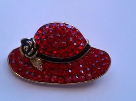 Scarlett Ohara Red Hat Brooch Pin  - £23.51 GBP