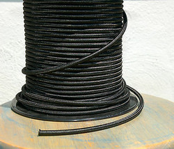 Black Rayon Cloth Covered 3-Wire Round Pulley Cord, Vintage Pendant Lights, Fans - £1.30 GBP