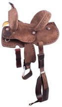 Youth 12&quot; FQHB Deep Seat Chocolate Roughout Western Barrel Racing Horse Saddle - £344.29 GBP