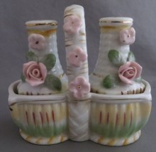 Vintage Ceramic Japan Salt and Pepper Shakers Set with Holder - £3.22 GBP