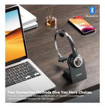 LEVN LEHS010 Wireless Headset USB Dongle Charging Base AI Noise Cancel New - $32.95