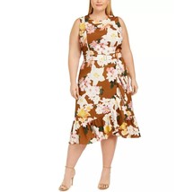 Calvin Klein Womens Plus 22W Belted Ruffled Sleeveless Midi Dress NWT U28 - £57.48 GBP