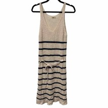 Faherty Out East Striped Dress Plunge Neck Linen Blend Rope Belt Womens ... - £43.63 GBP