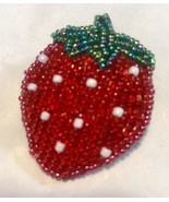 Hand Beaded Brooch Pin Red Strawberry 2” - £14.70 GBP