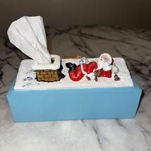 RARE Vntg Santa Tissue Box Cover Christmas Table Decor Bell Bear Figurin... - £28.37 GBP