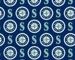 Cotton Seattle Mariners Blue MLB Baseball Sports Team Fabric Print BTY D... - $18.95