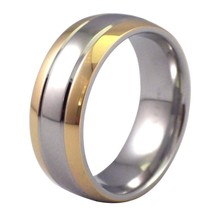 Classic Wedding Band Gold Stainless Steel Ring 8mm Comfort Fit Sizes 5-15 - £7.92 GBP