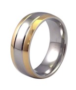 Classic Wedding Band Gold Stainless Steel Ring 8mm Comfort Fit Sizes 5-15 - £7.81 GBP