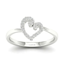 10K White Gold 0.08 Ct TDW Diamond  Open Heart Fashion Ring - £167.24 GBP