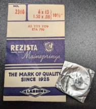 NOS Vintage Rezista No. 231G 10-1/2&quot; Watch Mainspring for AS 1111 1179 / ETA 790 - $10.88