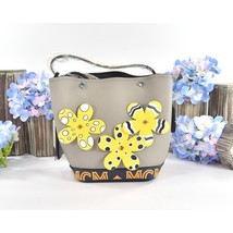 MCM Yellow Grey Goatskin Mini Upcycling Project Flower Milano Drawstring Bag NWT - £1,011.22 GBP