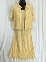 Youth Girls K &amp; Company Size 12 Yellow Crinkle Midi Sleeveless Dress &amp; Jacket - £9.86 GBP
