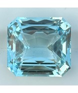 18.48 Cts 100% Natural Blue Aquamarine Emerald Cut Loose Gemstone White ... - £1,767.60 GBP