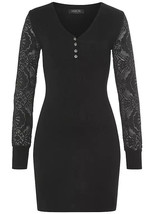 MELROSE Lace Sleeve Knit Dress in Black UK 10 US 6 EUR 38 (fm11-1) - £46.34 GBP