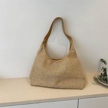 Fouieux Vintage Women Durable Weave Straw Beach Bags Linen Woven Bucket Bag Gr C - £51.88 GBP