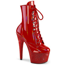 Pleaser BEJEWELED-1020-7 Women&#39;s 7&quot; Heel Platform Lace-Up Ankle Side Zip Boots - £135.85 GBP