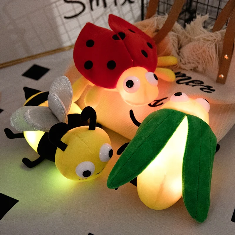 Ladybird Bee Firefly LED Light Luminous Plushs Pillows Plush - £6.29 GBP