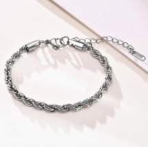 Quality 316L Stainless-Steel 2, 3, 4MM Twisted Rope Chain Bracelet - £4.73 GBP+