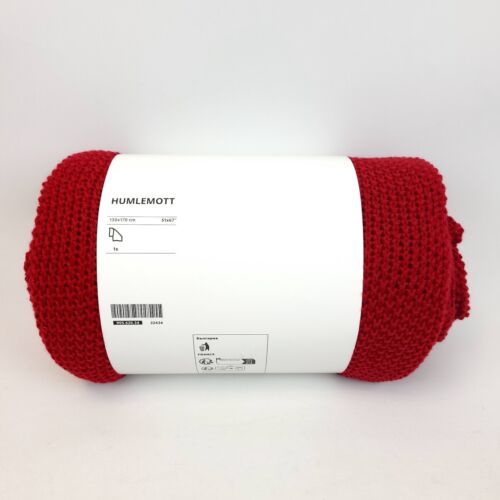 IKEA HUMLEMOTT Throw  51 x 67" Dark Red Blanket Knitted Throw New - $39.59