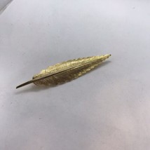Vintage Gold Tone Tancer II Leaf Brooch Pin Textured Brushed Metal - £9.46 GBP