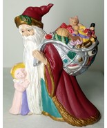 Santa Claus 10&quot; Figurine Ceramic Christmas Hand Made USA Toy Bag Little ... - £11.19 GBP