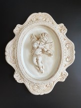 Vintage Large 19&quot; Cherub Playing Violin Architectural Medallion Plaster ... - £275.77 GBP