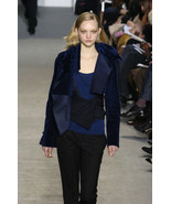 Helmut Lang Rare 2004 Vintage Purple Shearling Crop Asymmetric Jacket 42 - $991.58 CAD