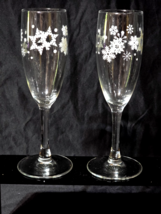 Vintage LIBBEY (Most Likely) 7.625&quot; SNOWFLAKES Champagne Flute Glass - P... - $277.25 MXN