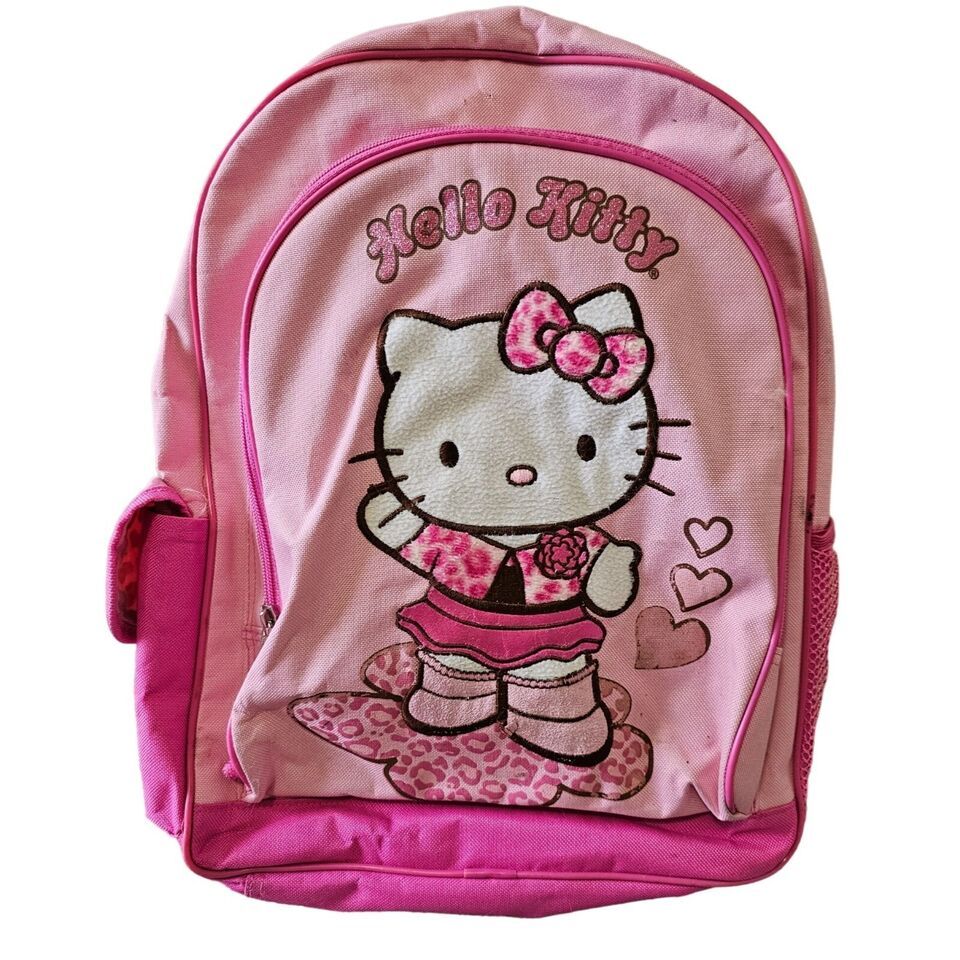 Vintage Hello Kitty Backpack 2006 Pink Satin Glitter Embroidered Sanrio FLAWS - $49.99