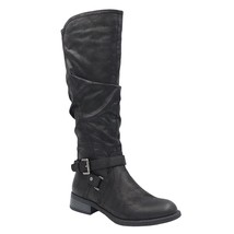 White Mountain Women Knee High Riding Boots Layton Size US 5.5M Black Distressed - £23.35 GBP
