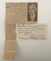 1946 Lt. Col. William R. Hodgson signed note with newspaper clipping - £39.50 GBP