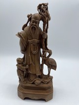 Vintage Carved Resin Chinese God Of Longevity Prosperity 11&quot; Asian Statu... - $49.00
