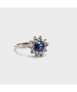 Blue Sapphire &amp; Diamond Ring, Cornflower Blue Sapphire, No Treatment, 18... - £3,204.37 GBP