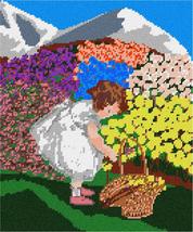 Girl Picking Flowers Needlepoint Canvas - £50.30 GBP+