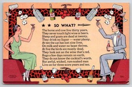 So What? Couple Toasting To Mixed Drinks Bottles Shakers Seltzer Postcard O30 - £10.00 GBP